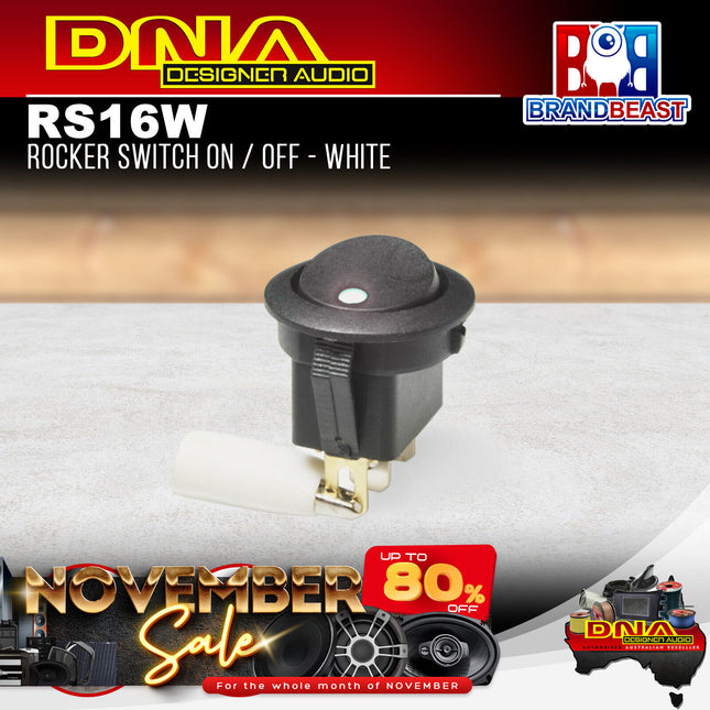DNA RS16W 12 Volt Off/On Rocker Switch - White LED