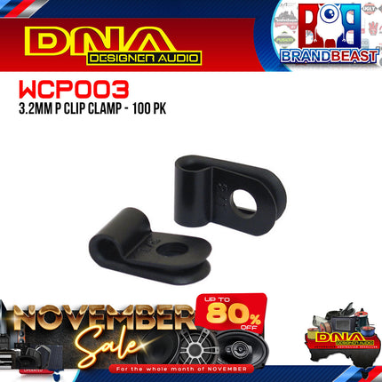 DNA WCP003 3mm Black Nylon P Clip Cable Clamps - 100 Pieces