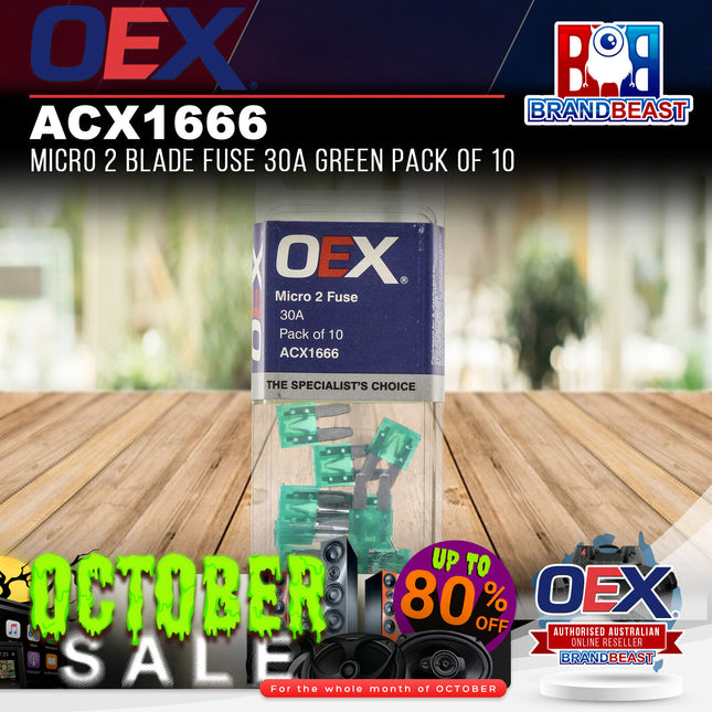 OEX ACX1666 Micro 2 Blade Fuse 30A Green Pack of 10