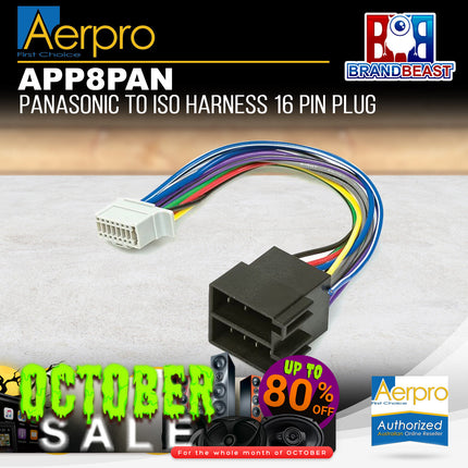 Aerpro APP8PAN APP8 Secondary ISO Harness to Suit Panasonic Headunits
