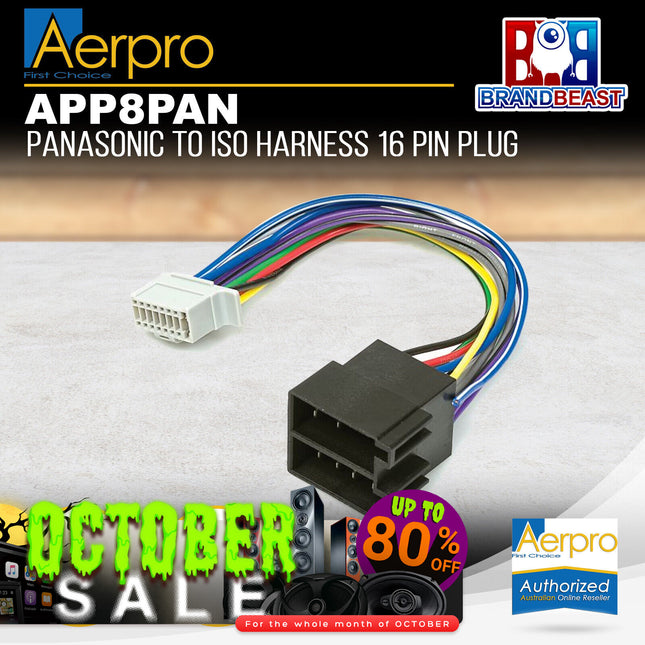 Aerpro APP8PAN APP8 Secondary ISO Harness to Suit Panasonic Headunits