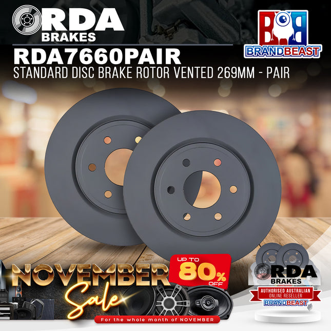 RDA Brakes RDA7660 Standard Disc Brake Rotor Vented 269mm - Pair