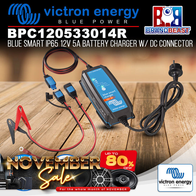 Victron Energy BPC120533014R Blue Smart IP65 12V 5A Battery Charger W/ DC Connector