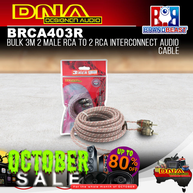 DNA BRCA403R Bulk 3M 2 Male RCA - 2 RCA Interconnect Audio Cable - Red