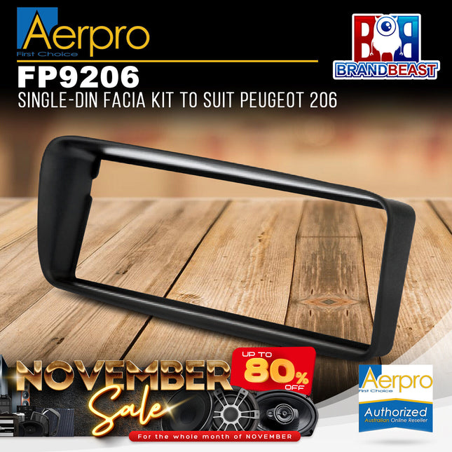Aerpro FP9206 Single DIN Facia Kit to Suit Peugeot 206
