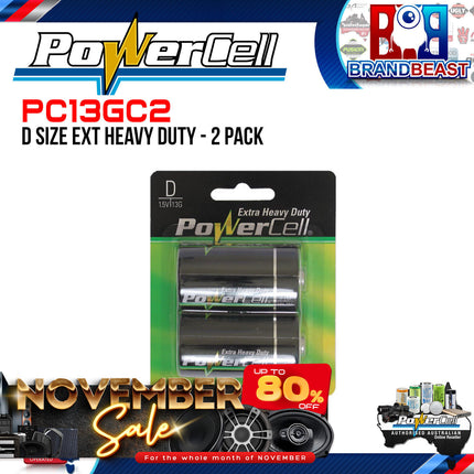 Powercell PC13GC2 D Size Extra Heavy Duty 2 Pack