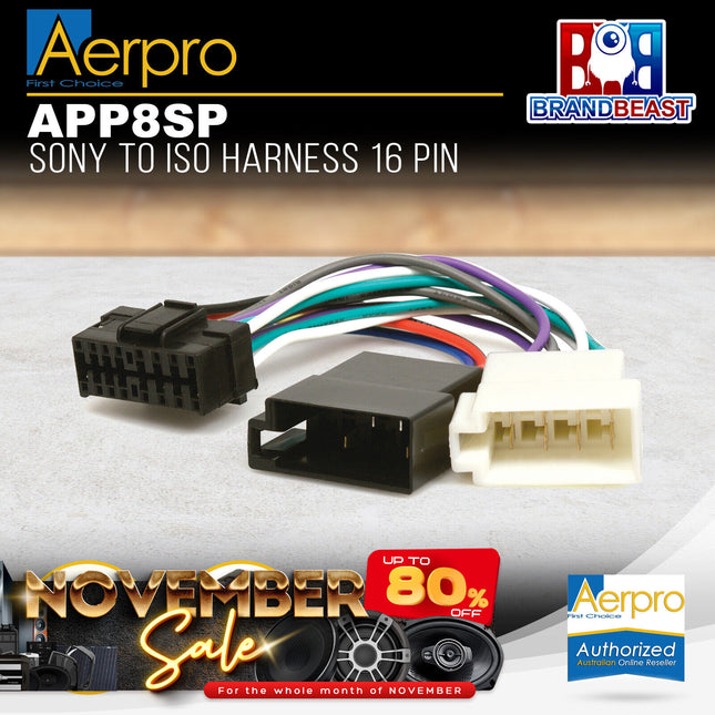 Aerpro APP8SP APP8 Secondary ISO Harness to Suit Sony Headunits