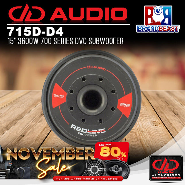 DD Audio DD-715D-D4 Redline 700 Series 15" 3600 Watts Power Tuned Subwoofer