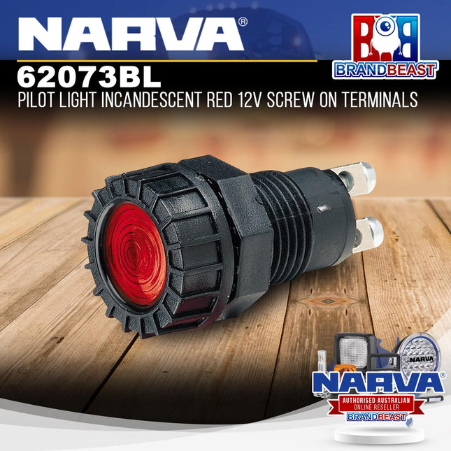 Narva 62073BL Pilot Light Incandescent Red 12V Screw on Terminals