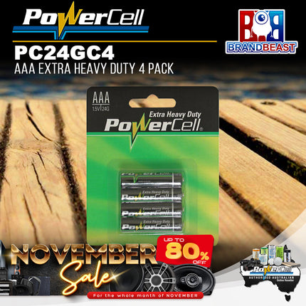 PowerCell PC24GC4 1.5V AAA Extra Heavy Duty Battery - 4 Pack