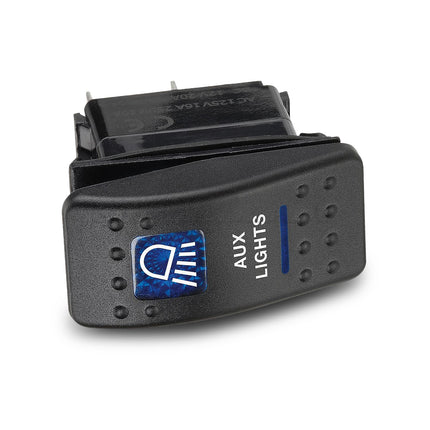 Narva 63144BL Switch Off/On SPDT Sealed Rocker 12V Blue Illuminated Aux Lights Symbol (Contacts Rated 20A @ 12V)