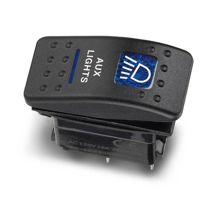 Narva 63144BL Switch Off/On SPDT Sealed Rocker 12V Blue Illuminated Aux Lights Symbol (Contacts Rated 20A @ 12V)