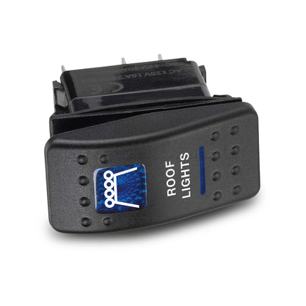 Narva 63146BL Switch Off/On SPDT Sealed Rocker 12V Blue Illuminated Roof Lights Symbol (Contacts Rated 20A @ 12V)