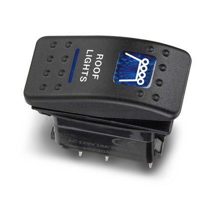 Narva 63146BL Switch Off/On SPDT Sealed Rocker 12V Blue Illuminated Roof Lights Symbol (Contacts Rated 20A @ 12V)