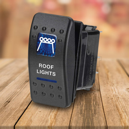 Narva 63146BL Switch Off/On SPDT Sealed Rocker 12V Blue Illuminated Roof Lights Symbol (Contacts Rated 20A @ 12V)