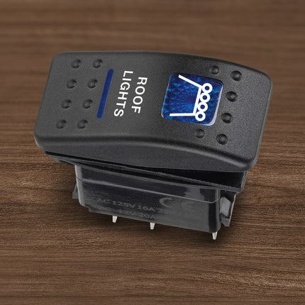 Narva 63146BL Switch Off/On SPDT Sealed Rocker 12V Blue Illuminated Roof Lights Symbol (Contacts Rated 20A @ 12V)