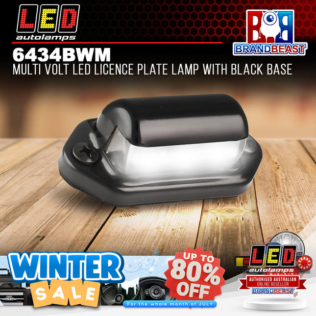 LED Autolamps 6434BWM Multi Volt LED Licence Plate Lamp With Black Base