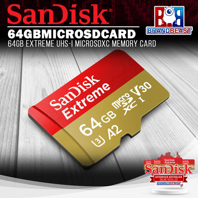 SanDisk 64GBMICROSDCARD 64GB Extreme UHS-I microSDXC Memory Card