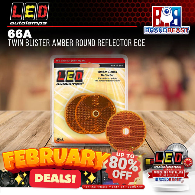 LED Autolamps 66A Twin Blister Amber Round Reflector Ece