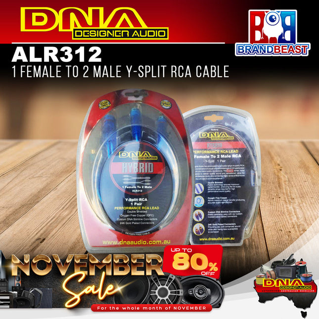 DNA ALR312 1 Female To 2 Male Y-Split RCA Cable