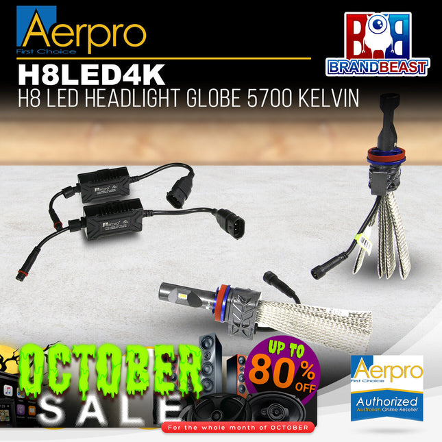 Aerpro H8LED4K H8 LED Headlight Globe 5700 Kelvin