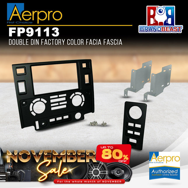 Aerpro FP9113 Double DIN Matte Black Facia Kit Suit Landrover Defender 2007 - 2015