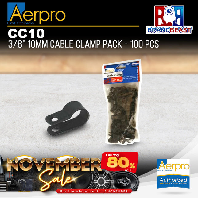 Aerpro CC10 100 PCS 3/8" 10mm Cable Clamp Pack