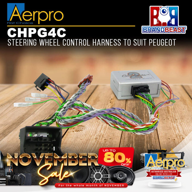Aerpro CHPG4C Steering Wheel Control Harness Suit Peugeot