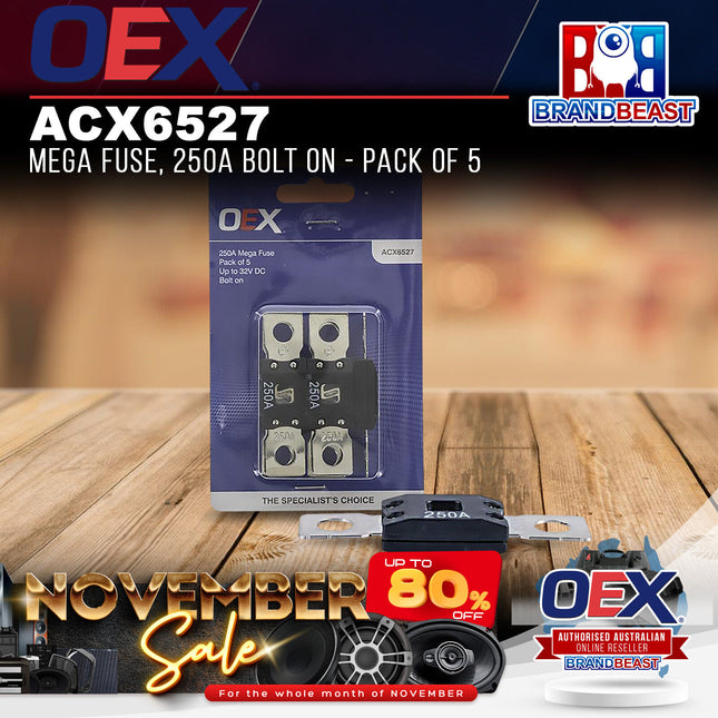 OEX ACX6527 Mega Fuse, 250A Bolt On - Pack of 5