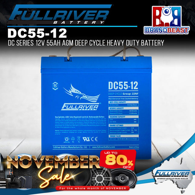 Fullriver DC55-12 DC Series 12V 55Ah AGM Deep Cycle Heavy Duty Battery