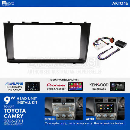 AERPRO AKTO46 9 Inch Install Kit to Suit Toyota Camry 2006-2011