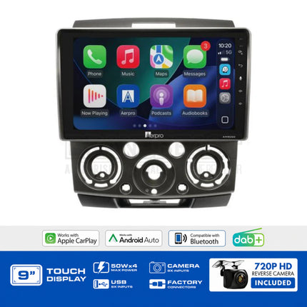 Aerpro AMDFO1 9" CarPlay DAB+ Head Unit Kit Ford Ranger and Mazda BT-50
