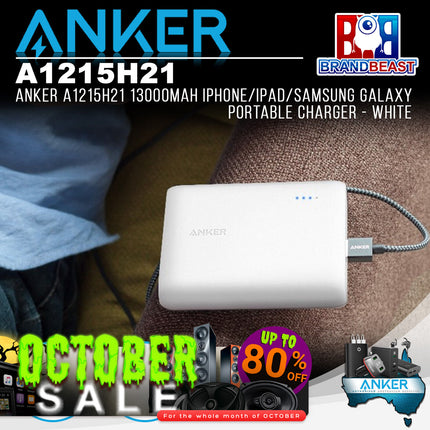 Anker A1215H21 13000mAh iPhone/iPad/Samsung Galaxy Portable Charger - White