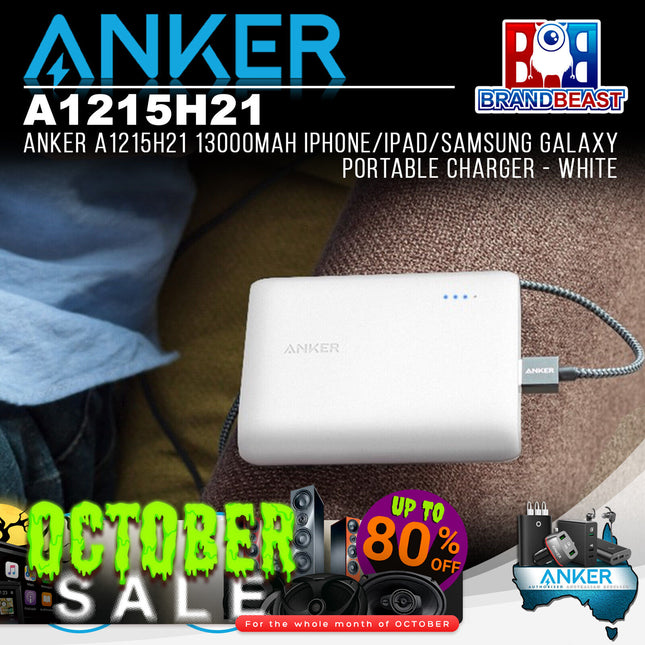 Anker A1215H21 13000mAh iPhone/iPad/Samsung Galaxy Portable Charger - White