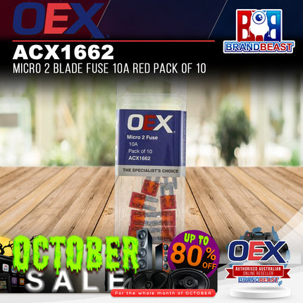OEX ACX1662 Micro 2 Blade Fuse 10A Red Pack of 10