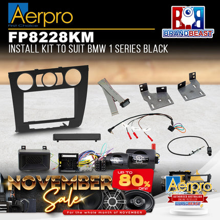 Aerpro FP8228KM Double DIN Black Install Kit Suit BMW 1 Series 2004 - 2011