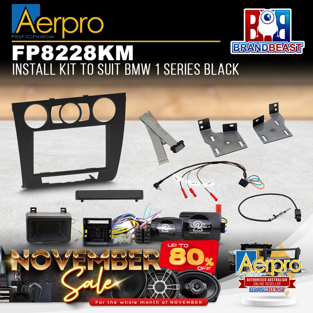 Aerpro FP8228KM Double DIN Black Install Kit Suit BMW 1 Series 2004 - 2011
