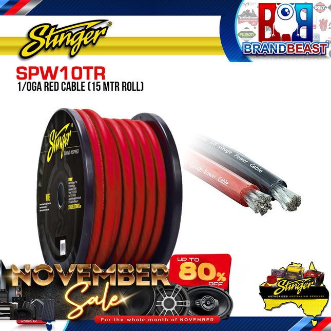 Stinger SPW10TR 15 Meter Roll 1/0GA Red Cable