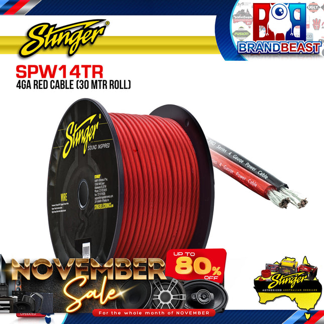 Stinger SPW14TR 30 Meter Roll 4GA Red Cable