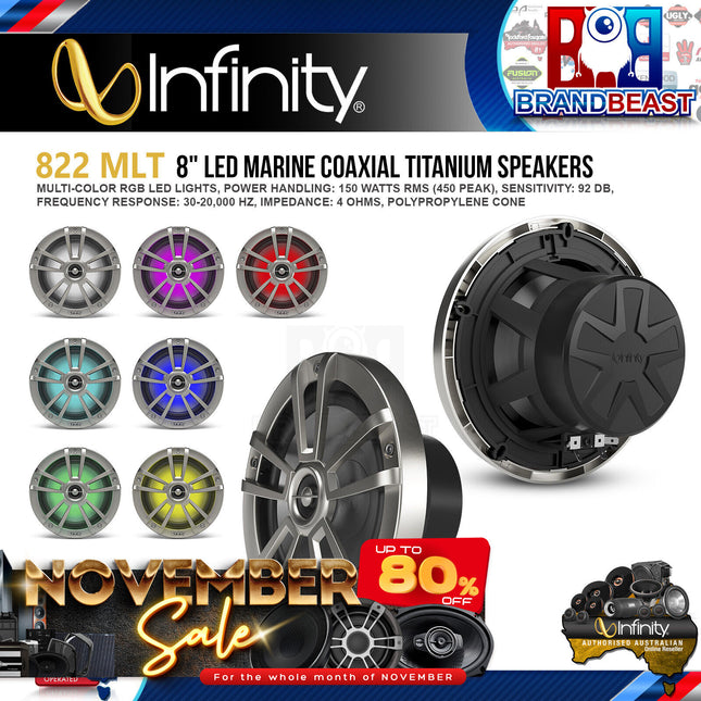 Infinity 822MLT 8" Two-Way Marine Audio Multi-Element Speaker - Titanium