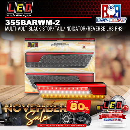 LED Autolamps 355BARWM-2 Multi Volt Black Stop/Tail/Indicator/Reverse LHS RHS