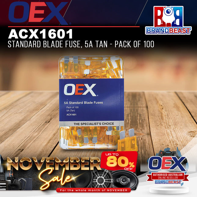 OEX ACX1601 Standard Blade Fuse, 5A Tan - Pack of 100
