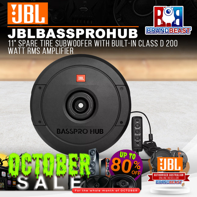 JBL BassPro HUB 11" Spare Tire Subwoofer with Built-In Class D 200 Watt RMS Amplifier