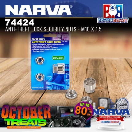 Narva 74424 Anti-Theft Lock Security Nuts - M10 x 1.5