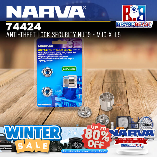 Narva 74424 Anti-Theft Lock Security Nuts - M10 x 1.5