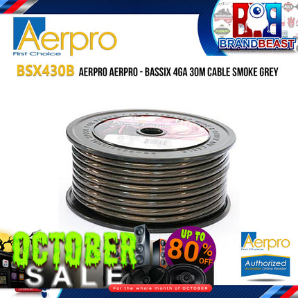 Aerpro BSX430B BASSIX 4GA 30M Cable - Smoke Grey