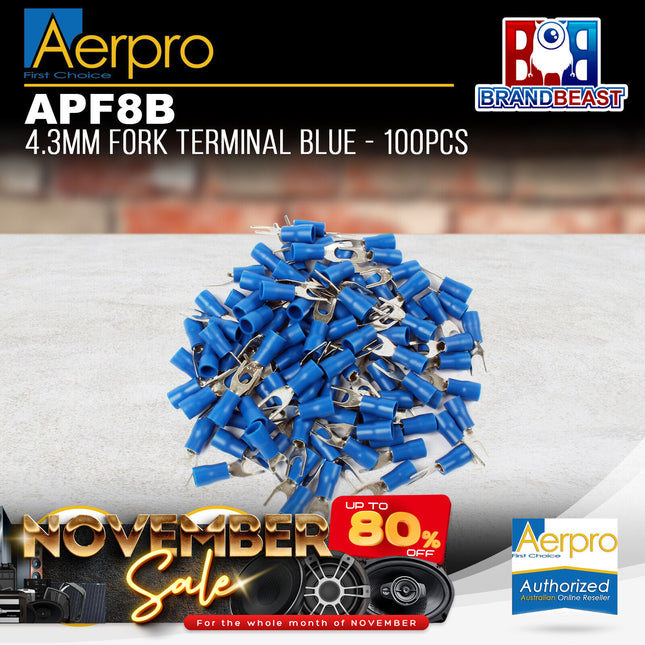 Aerpro APF8B 4.3mm Fork Terminal Blue - 100pcs