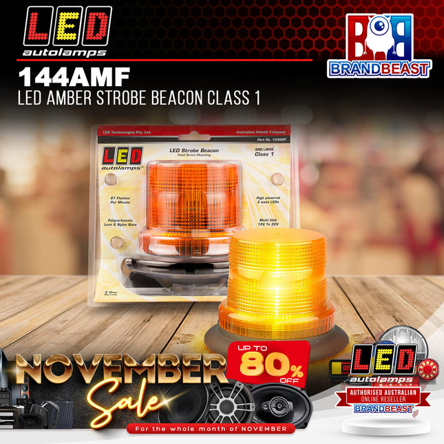 LED Autolamps 144AMF LED Amber Strobe Beacon Class 1