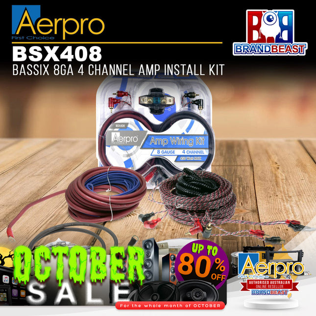 Aerpro BSX408 BASSIX 8GA 4-Channel Amplifier Install Kit