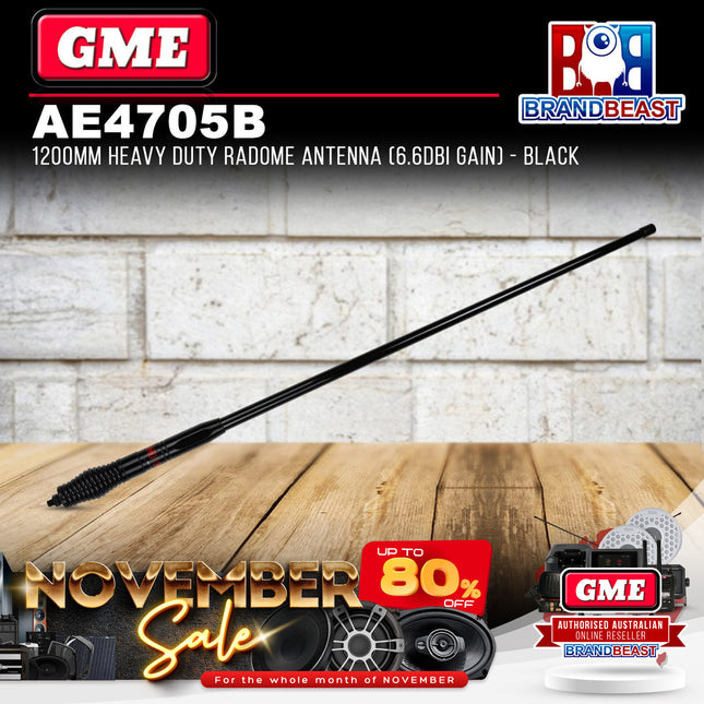 GME AE4705B UHF Heavy Duty Radome Antenna Black 6.6Dbi